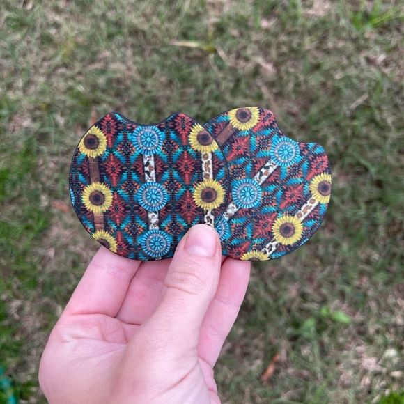 Cowgirl Sunflower Coaster Set | Car Accessories - Picture 3 of 10